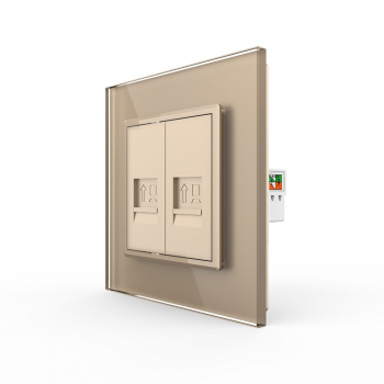 Розетка интернет двойная RJ-45 кат.6 Livolo, 1 пост, цвет золотой