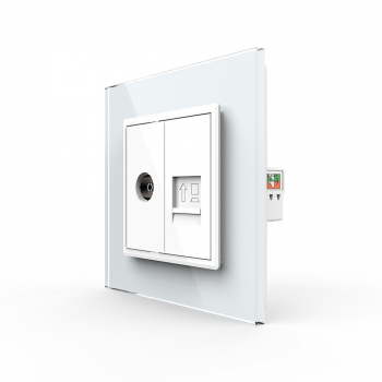 Розетка телевизионная и интернет RJ-45 кат.6 Livolo, 1 пост, цвет белый