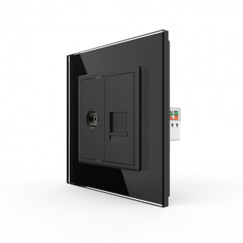 Розетка телевизионная и интернет RJ-45 кат.6 Livolo, 1 пост, цвет черный