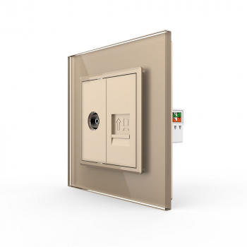Розетка телевизионная и интернет RJ-45 кат.6 Livolo, 1 пост, цвет золотой