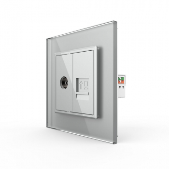 Розетка телевизионная и интернет RJ-45 кат.6 Livolo, 1 пост, цвет серый