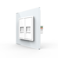 Розетка телефонная RJ-11 кат.3 и интернет RJ-45 кат.6 Livolo, 1 пост, цвет белый