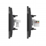 Розетка телефонная RJ-11 кат.3 и интернет RJ-45 кат.6 Livolo, 1 пост, цвет черный