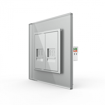Розетка телефонная RJ-11 кат.3 и интернет RJ-45 кат.6 Livolo, 1 пост, цвет серый
