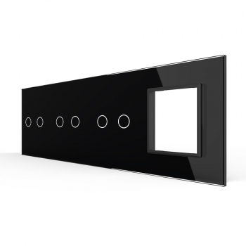 Панель для 3-х сенсорных выключателей и розетки Livolo, 6 клавиш (2+2+2), цвет черный, стекло
