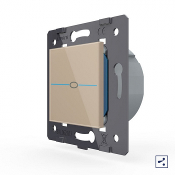 Одноклавишный проходной сенсорный выключатель Livolo Quadro, цвет золотой (механизм)