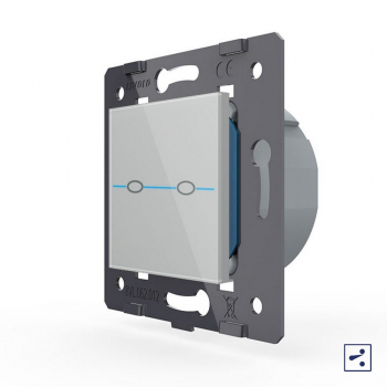 Двухклавишный проходной сенсорный выключатель Livolo Quadro, цвет серый (механизм)