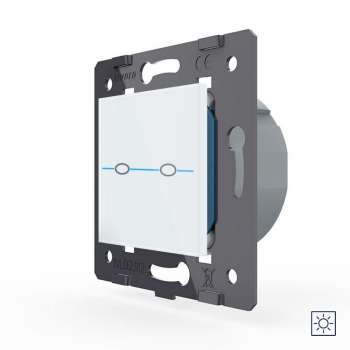 Двухклавишный сенсорный выключатель Livolo Quadro сухой контакт, цвет белый (механизм)
