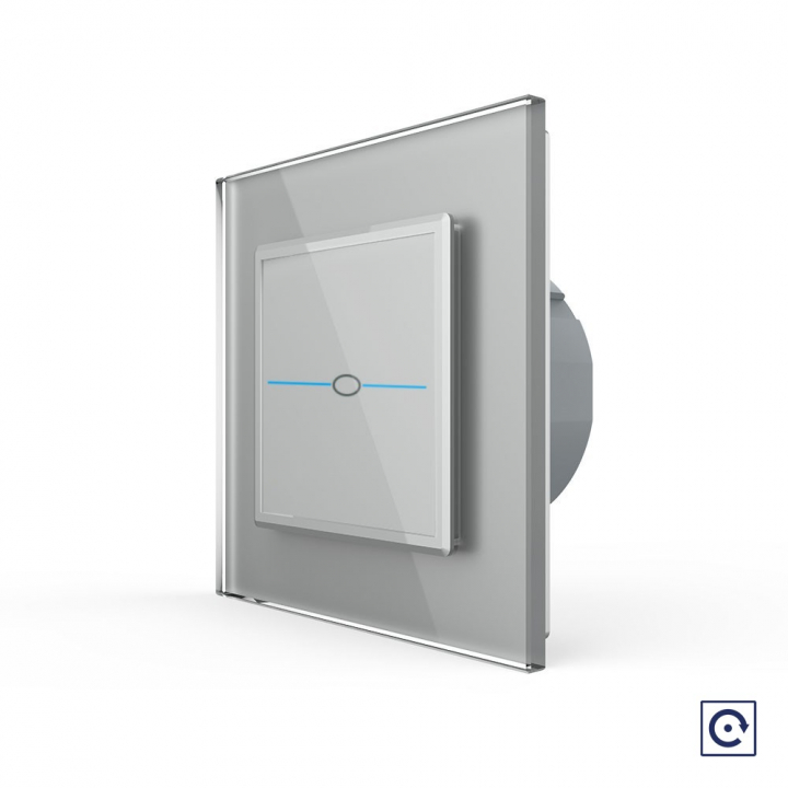 Одноклавишная сенсорная кнопка Livolo Quadro, 1 пост, цвет серый