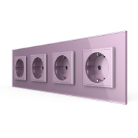 Розетка электрическая 16A Livolo, 4 поста, цвет розовый