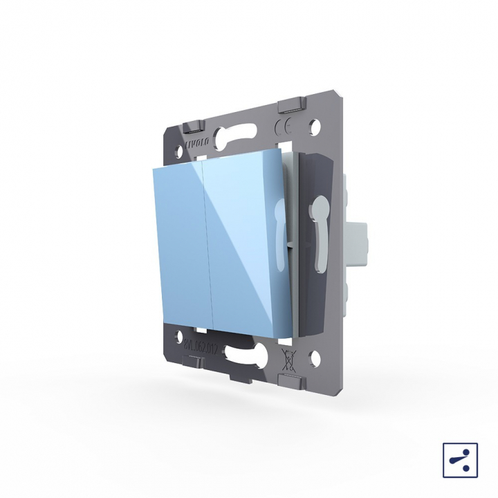 Двухклавишный простой и проходной механический выключатель Livolo, цвет синий (механизм)