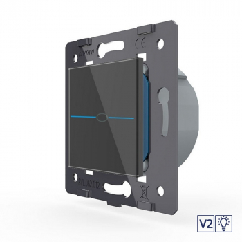 Одноклавишный сенсорный диммер Livolo Quadro версия 2, цвет черный (механизм)