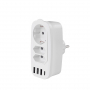 Разветвитель Socket Adapter 3 Euro 16A, 4 USB 3A+C с блоком 5В/3.1А RocketSocket, цвет белый-серый