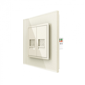 Розетка интернет двойная RJ-45 кат.6 Livolo, 1 пост, цвет жемчужный