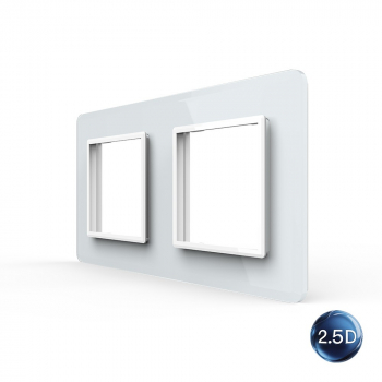 Рамка для розетки Livolo 2 поста, цвет белый, 2.5D стекло