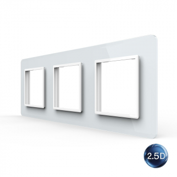 Рамка для розетки Livolo 3 поста, цвет белый, 2.5D стекло