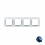 Рамка для розетки Livolo 4 поста, цвет белый, 2.5D стекло