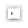 Розетка с одним USB type-A, блоком питания 5В 2.1А Livolo, 1 пост, цвет белый